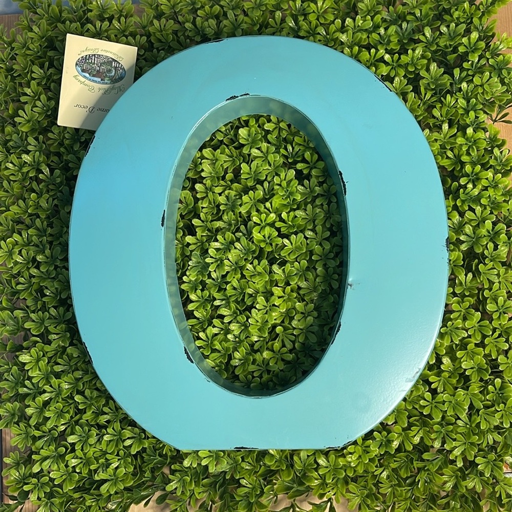 🔥 SALE NWT Metal Letter O Decor Aqua Blue